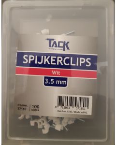 Spijkerclips 3.5 mm  wit 100 stuks