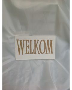 Houten handgemaakt hangbordje Welkom in de kleur wit