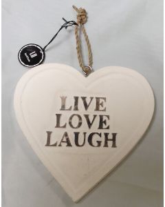 Houten hart 15 cm Live, Love, Laugh 